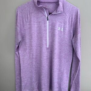Under Armour Women's Tech 1/2 Zip Twist pullover in a misty purple color